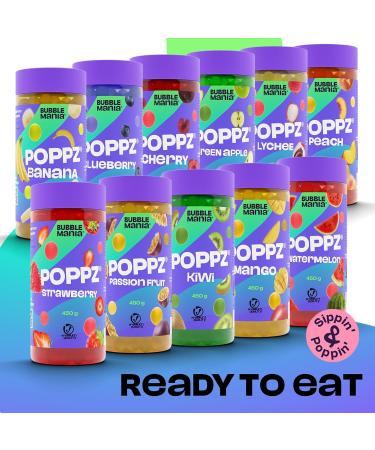 Poppz Watermelon Popping Boba Fruit Pearls for Bubble Tea | Bubble Mania Tapioca Pearls - 450g Pack - Buy Online on GoSupps.com