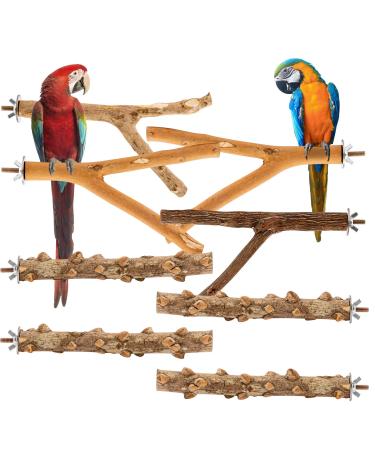 8 Pcs Bird Perches Parrot Stand Natural Wood Perch Parakeet Toys BirdCage Accessories for Conure Cockatiels Budgie Lovebird
