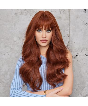 Haircube Auburn Wig | Long Wavy Synthetic Women's Wig | Heat-Resistant Everyday Use | Neat Chestnut Brown Style - Buy Online on GoSupps.com