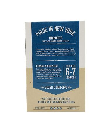 Sfoglini Organic Durum Semolina Trumpets - Traditional Technique, Wholesome Grain, 16 oz Box - Buy Online on GoSupps.com