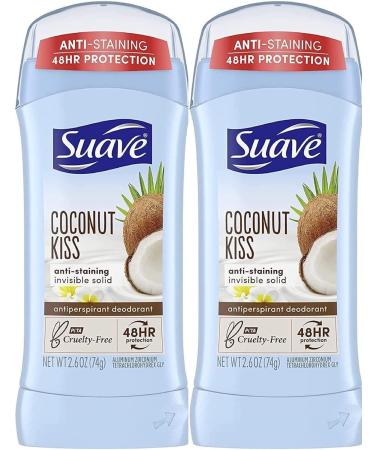 Suave Coconut Kiss Deodorant 2.6oz (76ml) - 24Hr Protection, Invisible Solid (2 Pack) - Buy Online on GoSupps.com