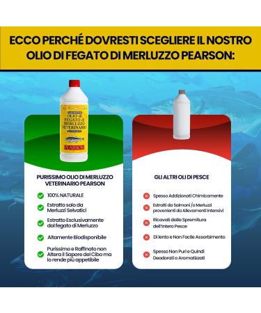 Pearson Pure Veterinary Cod Liver Oil for Dogs Cats Horses and Other Animals. Shiny Healthy Coat Source of Vitamins and Omega3. (1000 ML) - Buy Online on GoSupps.com