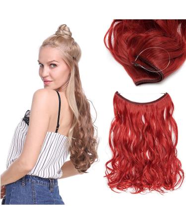 Silk-Co hair extension with rubber band adjustable secrets hair part synthetic extensions with cord invisible corrugated extensions for women dark red 50cm 50 cm dark red