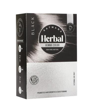 AATMANA Herbal Black Henna Hair Color with Goodness of 9 Herbs | Black Henna Mehndi for Hair Make Hair Soft & Shiner Natural Hair Color for Men & Women 100g