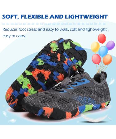Dimaiglobal Kinder Wasserschuhe | Fast-Drying Swimming Shoes for Boys & Girls | Aquasque Light Slipproof Beach & Bathing Shoes (EU 37 Gray) - Buy Online on GoSupps.com