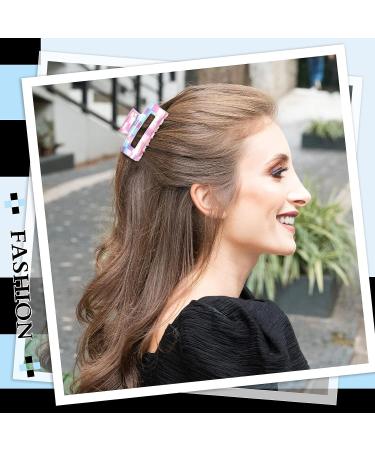 Whaline 6Pcs Colorful Checkered Hair Claw Clips - Y2K Rectangle Plaids Hair Jaw Clamp for Women and Girls - Non-Slip PVC Styling Accessories - Buy Online on GoSupps.com