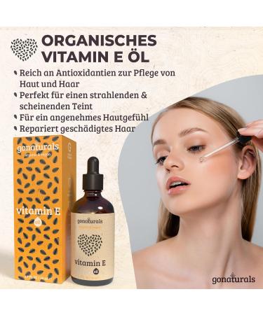 Gonaturals Organic Vitamin E Oil 100% Pure - 50ml | Vegan Cruelty-Free Skin & Hair Care | Additive-Free Tocopherol Mix - Buy Online on GoSupps.com