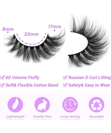 JIMIRE Faux Mink Eyelashes Fluffy 17MM 6D Cat Eye False Eyelashes Volume Natural Fake Strip Lashes 7 Pairs Pack Look Like Eyelash Extensions - Buy Online on GoSupps.com
