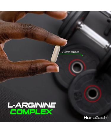High Strength L-Arginine 4820mg Complex with Ginseng, Fenugreek, Niacin & Biotin - 60 Vegan Capsules by Horbaach - Buy Online on GoSupps.com