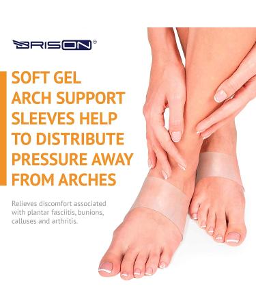 Soft Silicone Gel Arch Support Set for Flat Foot Pain Relief - 2 Pairs for Men and Women | Plantar Fasciitis Cushioned Sleeves with Arch and Heel Spurs Support - Buy Online on GoSupps.com