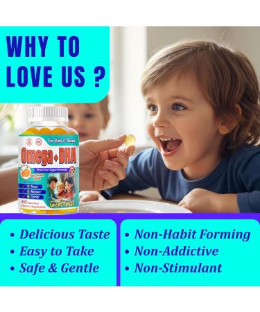 Kids Focus and Attention Supplements | Focus Gummies for Kids & Teens | Plant-Based Omega 3 DHA Focus Vitamins for Teens Memory Vitamins for Children Delicious Orange Flavor-60ct - Buy Online on GoSupps.com