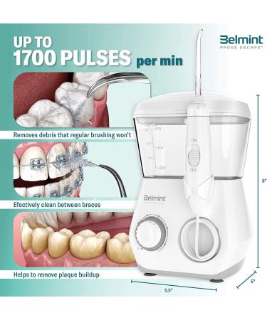 Belmint Water Flosser - Oral Irrigator for Teeth Cleaning with 10 Pressure Settings & 8 Tips - Ideal for Braces & Bridges - 600ml Capacity - Buy Online on GoSupps.com
