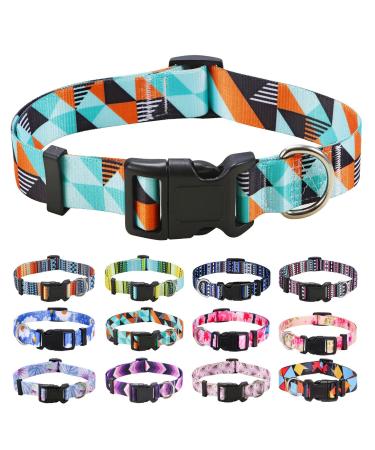 Mihqy dog collar adjustable soft & comfort dog collar Bohemian flowers geometric trunk design for small medium and large dogs (geometry l) l (neck circumference 38-63 cm width 2.5 cm) geometry