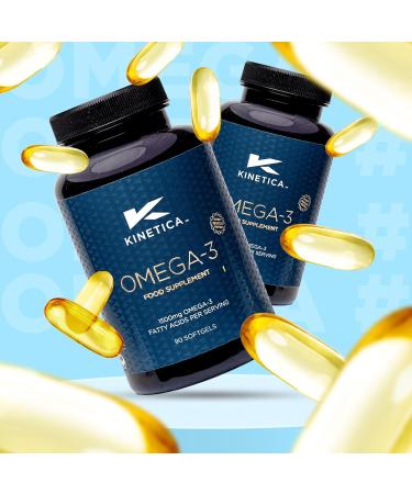 Kinetica Sports Omega-3 Fish Oil | 1500mg Omega-3 Fatty Acids 1000mg EPA & 500mg DHA/Serve 45 Servings/90 Capsule Pack | 2 Capsules/Day | Reduces Muscle Soreness with Anti-Inflammatory Properties - Buy Online on GoSupps.com