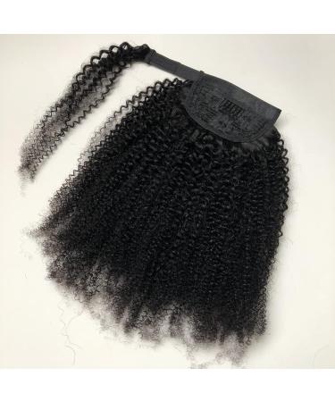 Luovce Ponytail Extension Human Hair Afro Kinky Curly Wrap Around Ponytail Hair Extension 8 inches Natural Colour 8 inch Curly Natural Black Colour - Buy Online on GoSupps.com