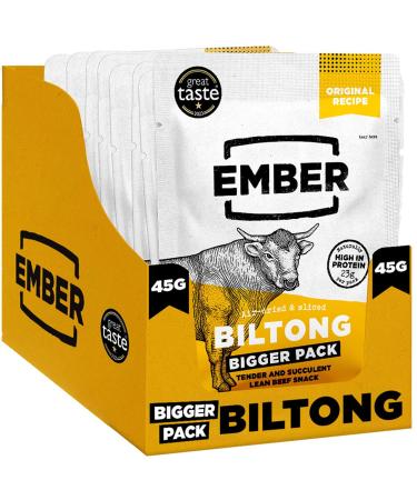 EMBER Ember Snacks: Biltong Beef Jerky Original Flavor (8 x 45g) Keto Protein Snacks Nomad Snack