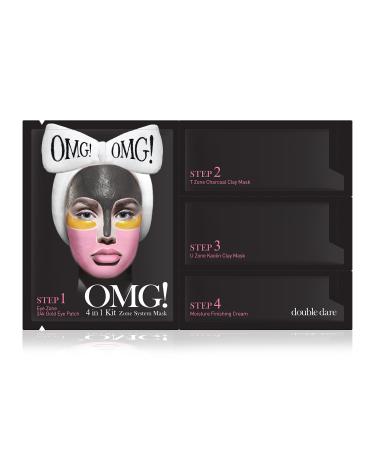 double dare OMG! 4in1 Kit Zone System Mask - Rejuvenating and Refreshing with 24k Gold Charcoal and Kaolin Clay (1 Sheet)
