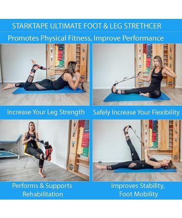 Starktape Foot and Leg Stretcher for Plantar Fasciitis, Heel Spurs, Foot Drop - Black | Stretching Strap Loops for Hamstring, Quads, Achilles Tendonitis, Calf Pain Relief - Improve Strength and Flexibility - Buy Online on GoSupps.com