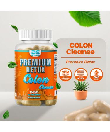 DS NUTRITION Detox Colon Cleanse with Senna Leaf Cascara Sagrada Bark Fiber Supplement 15 Day 30 Capsules Non GMO Formulated in The USA - Buy Online on GoSupps.com
