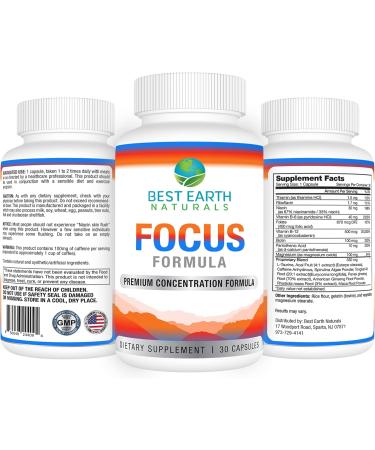 Buy Best Earth Naturals Focus Formula Supplement Boost Concentration & Clarity | 30 Capsules - International Shipping Available - Buy Online on GoSupps.com