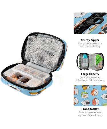 Xigua Kawaii Sushi Pill Case - Portable Medicine Organizer Travel-Friendly Zippered Pill Box for Easy Storage & Organization - Buy Online on GoSupps.com