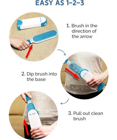 Double-Sided Fur Magic Pet Hair Remover - Self-Cleaning Lint Brush for Dog and Cat - Reusable Fluff Cleaner for Clothes - Blue - Buy Online on GoSupps.com