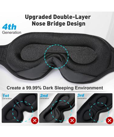 Hautton 3D Contoured Sleep Eye Mask for Men and Women - Adjustable Strap, Light Blocking, Memory Foam - Black - Buy Online on GoSupps.com
