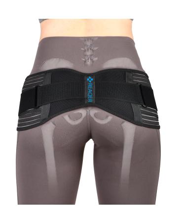 REAQER Sacroiliac SI Joint Hip Belt for Men and Women Ventilate Support Brace Hip Braces Relief for Sciatica Pelvic Lower Back Lumbar and wiast Pain Stabilizing Compression black