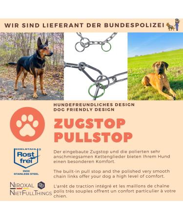 Rustproof Stainless Steel Dog Training Chain Collar - 56cm Long 5mm Thick with Train Stop - Durable & Tangle-Free - Buy Online on GoSupps.com