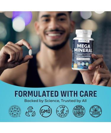 Mega Mineral Complete Complex with Vitamin D Calcium Magnesium Zinc Potassium Boron Selenium Chromium & 72 Trace Minerals Iron-Free USA Made 60 Tablets 60 Count (Pack of 1) - Buy Online on GoSupps.com
