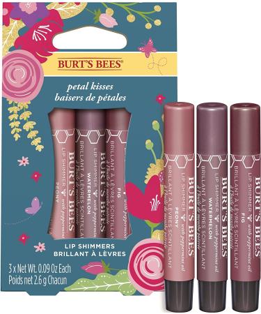 Burt's Bees Lip Colour Gift Set - Lip Shimmers in Peony, Rhubarb, and Fig Shades - 3x2.6g - Petal Kisses - Peony, Fig, and Watermelon - Buy Online on GoSupps.com