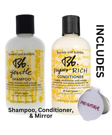 Bumble and Bumble Gentle Shampoo & Super Rich Conditioner 8.5oz Bundle with Pro Natural Mirror - Buy Online on GoSupps.com