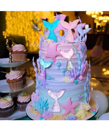 36 Pieces Resin Mermaid Tail Cake Cupcake Toppers Mini Mermaid Tail Figurines Mermaid Tail Cupcake Decorations for Mermaid Party Favors Birthday Party Decoration Baby Shower Party Supplies - Buy Online on GoSupps.com