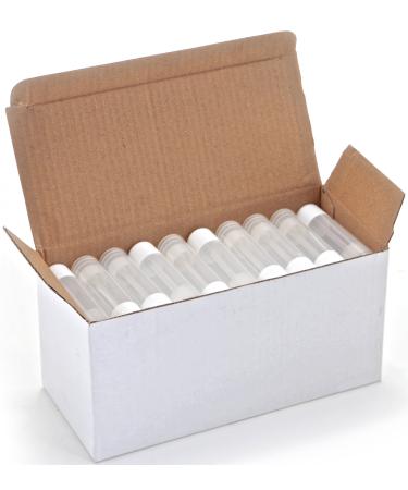 50  Clear  Empty  5.5 ml Lip Balm Tubes with White Caps