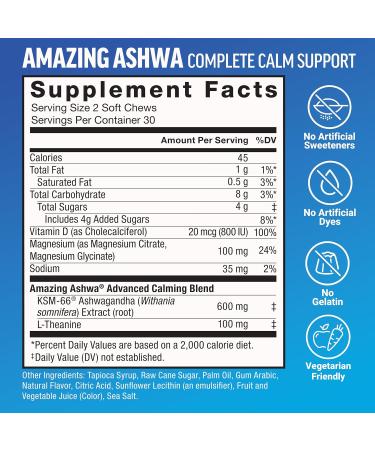 FORCE FACTOR Hair Growth Accelerator Soft Chews Lustriva & Biotin to Promote Thicker Stronger Fuller Hair Hair Growth Vitamins for Women + Amazing Ashwa Complete Calm with KSM-66 Ashwagandha - Buy Online on GoSupps.com