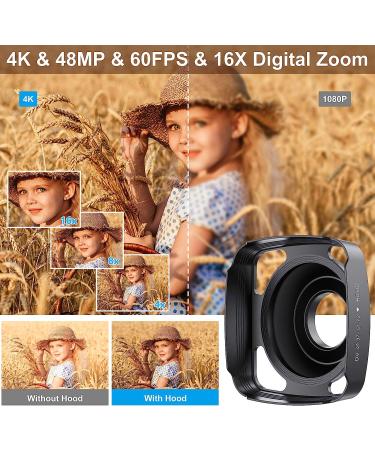 VAFOTON 4K Video Camera Camcorder with Microphone, 48MP Vlogging Camera for YouTube 16X Zoom 3.0" Touch Screen IR Night Vision Wi-Fi Vlog Cameras Webcam with Handheld Stabilizer Remote Control - Buy Online on GoSupps.com