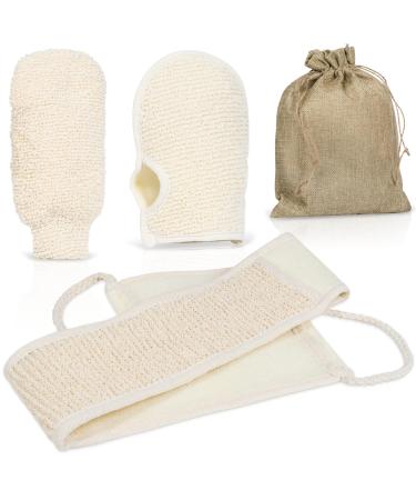 Exfoliating Glove Set Belt Body Scrub Brush Dead Skin Remover - Mitt Gloves UK Seller Easy Back Reach Soft Scrubber