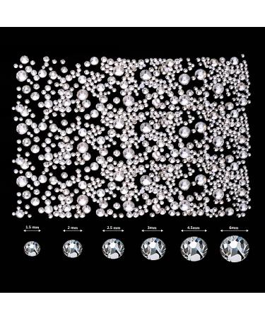 2000 Flat Back Rhinestones Set with Tools - 6 Sizes Round Crystal Gems for Crafts & DIY Art - Clear - Buy Online on GoSupps.com