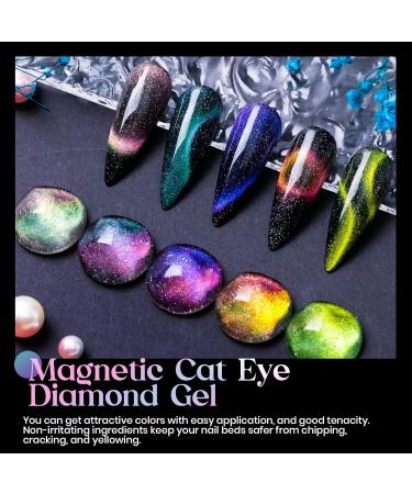 Mizhse Cat Eye UV Gel Nail Polish Set - 6 Vibrant Colors 9D Effect DIY Nail Art | Glitzer & Reflection | 10ml - Buy Online on GoSupps.com