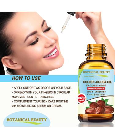 Botanical Beauty Golden Jojoba Oil 100% Pure - Nourish Face Hair Skin & Body - 1 Fl. oz (30 ml) - International Shipping Available - Buy Online on GoSupps.com