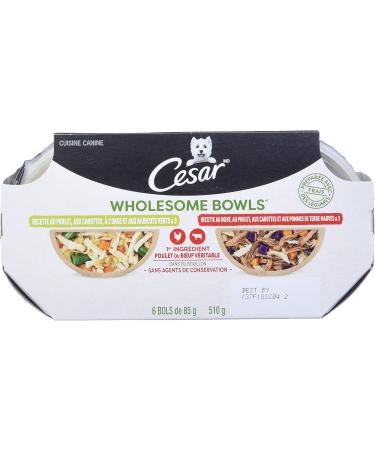 CESAR Simply Crafted Wet Dog Food Chicken Carrots & Green Beans & Wholesome Bowls Wet Dog Food Chicken Carrots Barley & Green Beans - Beef Chicken Carrots & Purple Potato 6x85g Variety Pack - Buy Online on GoSupps.com