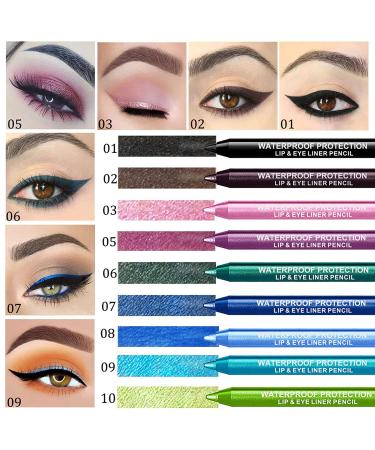 10-Piece Colorful Eyeliner Set - Natural Matte, Long-Lasting, Hypoallergenic Eyeliners - Metallic Eye Shadow Pen, Glitter Eyeliner - Women & Girls Makeup Kit - 10PCS - Buy Online on GoSupps.com