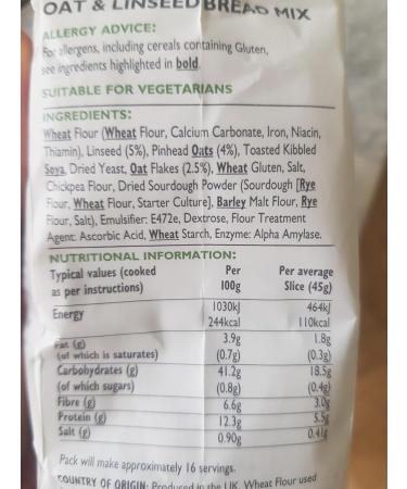 Wright's Oat & Linseed Bread Mix 500g X 5 Pack High in Fibre For Machine or Hand Baking Simply Add Water Baking Success Guaranteed Suitable for Vegetarians - Buy Online on GoSupps.com