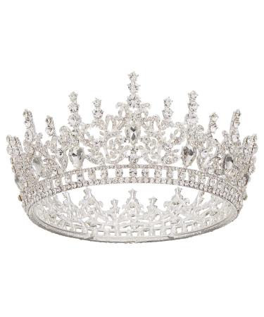 AW BRIDAL Wedding Crowns for Women Bridal Tiara for Girls Rhinestone Queen Crown Crystal Princess Crown for Wedding Tiara for Brides (Silver)