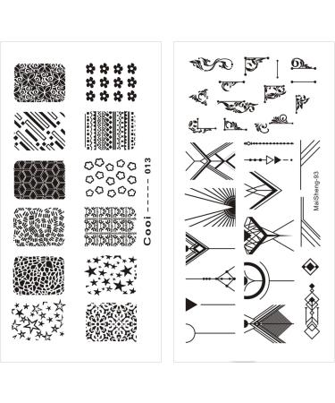 NICENEEDED Striped Geometric Theme Nail Art Stamping Kit With 6 PCS Nail Stamping Plates For Women Nail Art Template Striped Geometric Pattern Templates Image Plates For Nail Decoration DIY Print Style 1 - Buy Online on GoSupps.com