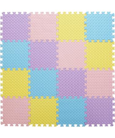 Tamiplay 16Pcs Foam Play Mat Set with Storage Bag - Soft Interlocking Floor Mats for Baby - Solid Colored Foam Puzzled Exercise Mats (Pink/Purple/Yellow/Light Blue) - Buy Online on GoSupps.com
