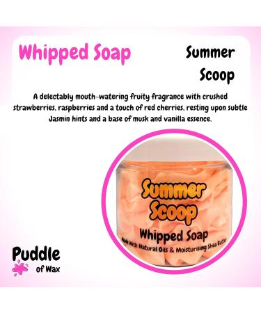 Summer Scoop Whipped Soap Body Wash - 150g - Natural Oils and Butters - Sweet Scent - Vegan Friendly - Puddle of Wax - Made in the UK - Buy Online on GoSupps.com