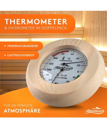 ALPENHAUCH 2in1 Sauna Thermometer Hygrometer - Precise Wood Design Automatic Calibration & Elegant Sauna Accessories - Buy Online on GoSupps.com