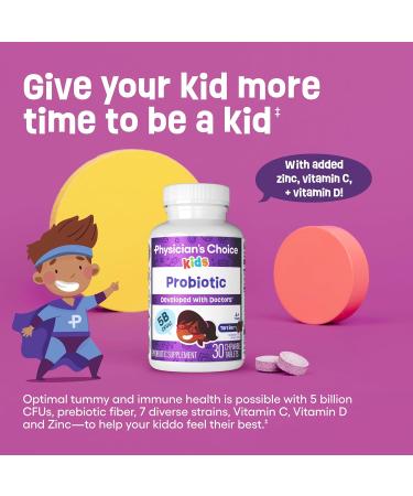 Physician's CHOICE Probiotics for Kids - 7 Diverse Strains Organic Prebiotics Vitamins & Minerals - Clinically Studied L. Rhamnosus - Immune & Digestive Support - No Sugar or Artificial Dyes - 60ct Tart Berry 60 Count (Pack of 1) - Buy Online on GoSupps.com