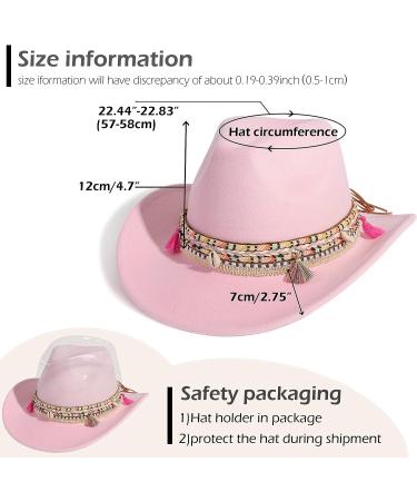 Gossifan Pink Western Cowboy Cowgirl Fedora Hat with Y-Tassel - Medium | Unisex Style - Buy Online on GoSupps.com